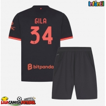 Camisa de Futebol AC Milan Mario Gila #34 Equipamento Alternativo Infantil 2026-27 Manga Curta (+ Calças curtas)